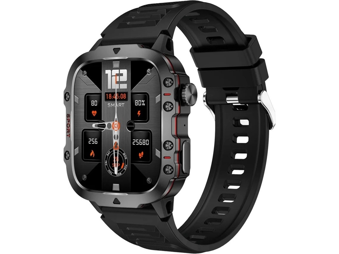 Reloj inteligente militar de 1,96 pulgadas para hombre, reloj de fitness, llamadas, monitor de ritmo cardíaco y presión arterial, Yizhood