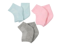 Calcetines Hidratantes De Silicona Linjou, 3 Pares, Reducen La Presión En El Talón, Rosa + Gris + Verde Cian