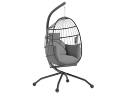 Silla colgante con cesta plegable, cojín, reposacabezas, capacidad de 120 kg, gris. ZENCORE SERVICES