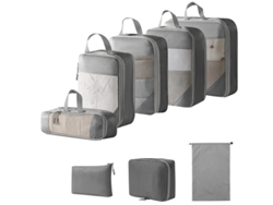 Conjunto De Bolsas Organizadoras Para Malas, Com Bolsa Digital E Nécessaire, Pacote Com 8 Chrui (cinza)