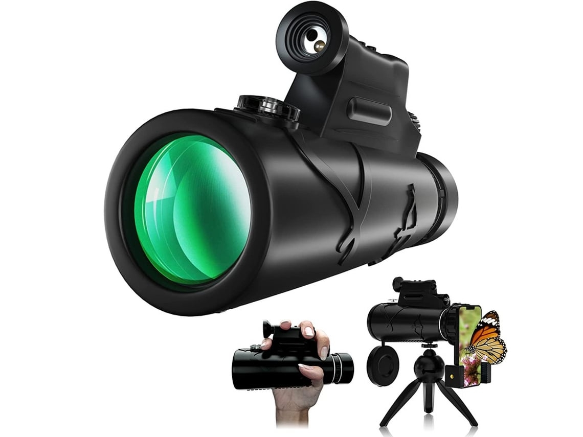 Telescopio multicapa de banda ancha Chennnls 12x50 FMC, adecuado para montañismo y astronomía, negro.