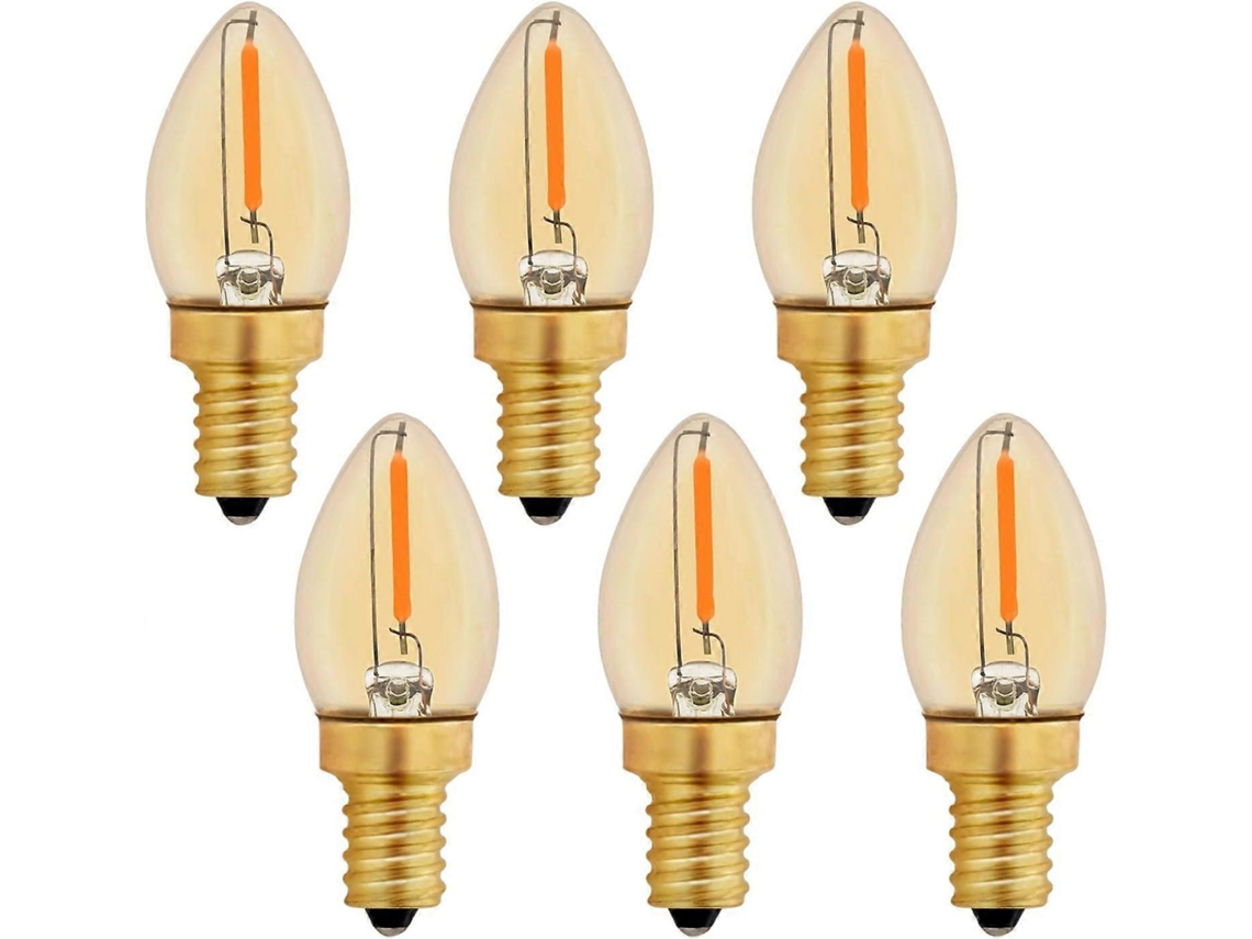 Rebe-bombilla Led C7 E12 220v 0.5w Reemplazo 5w Caliente 2200k No Regulable Decorativa 50lm Paquete De 6