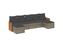 Maison Exclusive - Set De Sofás De Jardín 7 Piezas Con Cojines Ratán Pe Gris