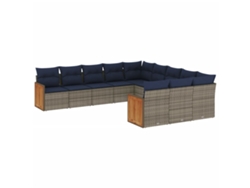 Maison Exclusive - Conjunto De Sofá De Jardín De 11 Piezas Con Cojines, Poliratán Gris