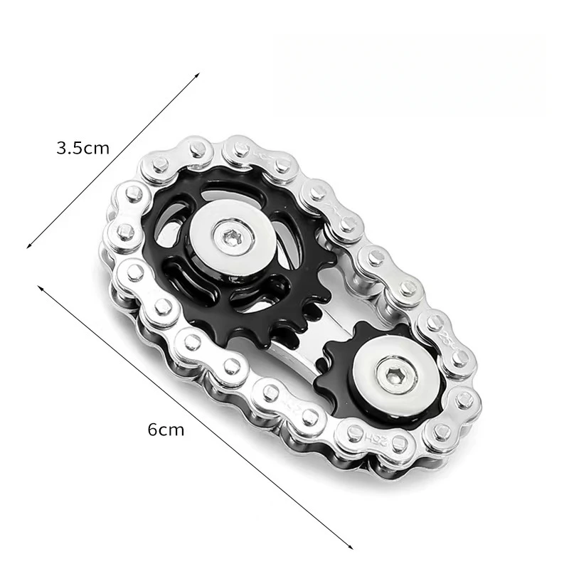 Fidget Spinner De Aleación De Metal Con Cadena De Engranajes (negro) Juguete Antiestrés