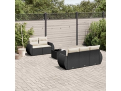 Conjunto de sofás de jardín de 6 piezas DKD Home Decor con cojines de mimbre negros
