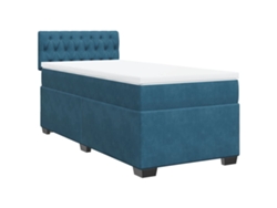Maison Exclusive - Cama Box Spring Con Colchón Terciopelo Azul Oscuro 100x200 Cm