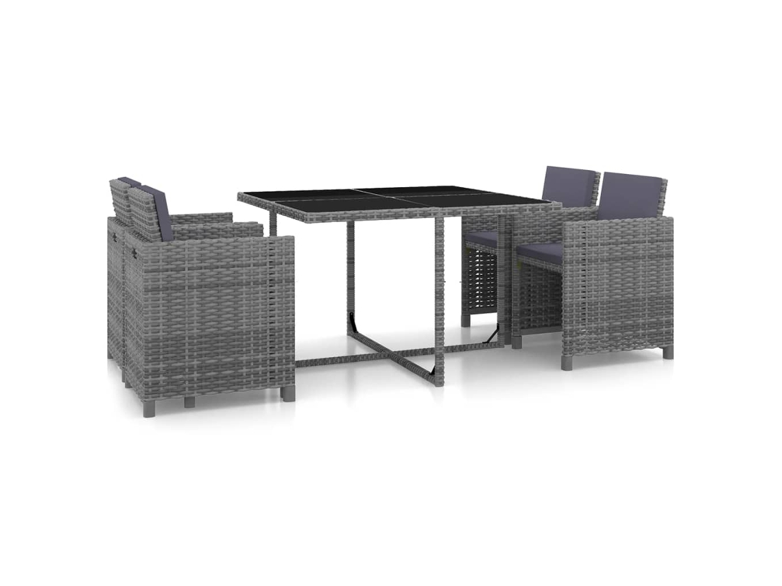Juego de comedor de jardín DKD Home Decor de 13 piezas en mimbre sintético gris
