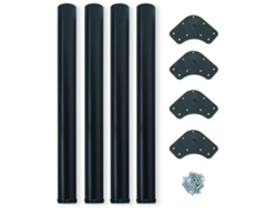 EMUCA Lote De 4 Patas De Mesa- Diámetro 60Mm- Al 710Mm- Acero- Pintado Negro