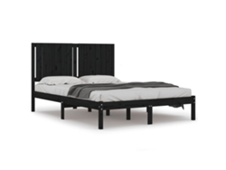 Maison Exclusive - Estructura De Cama De Madera Maciza De Pino Negra 140x190 Cm