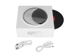 Reloj Despertador Bluetooth De Estilo Retro Con Altavoz, Luz Nocturna De Luna Y Estrellas, Blanco.