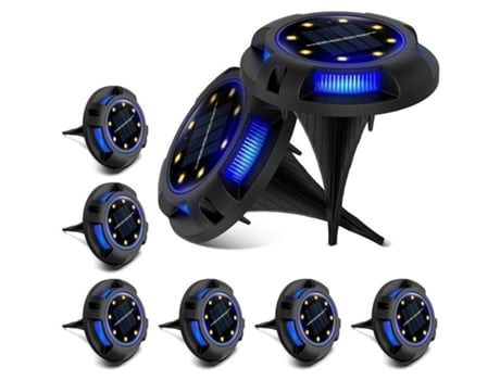 8 luces solares para exteriores, foco empotrable para jardín con panel solar grande, farola solar impermeable IP65, utilizada para césped, jardín, ...