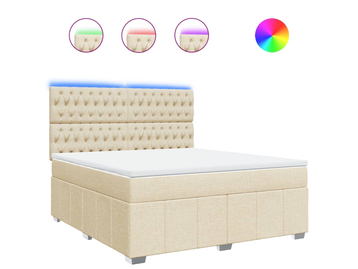 Maison Exclusive - Cama Box Spring Con Colchón Tela Color Crema 180x200 Cm
