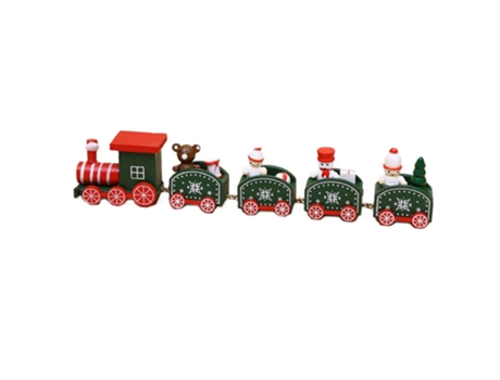 Tren navideño pintado de madera decoración navideña juguetes de regalo para niños, mini adornos para regalo de festival (verde)