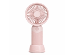 Ventoinha Portátil Com Base, 3 Velocidades E Suporte Para Smartphone Gandy 69367 Rosa