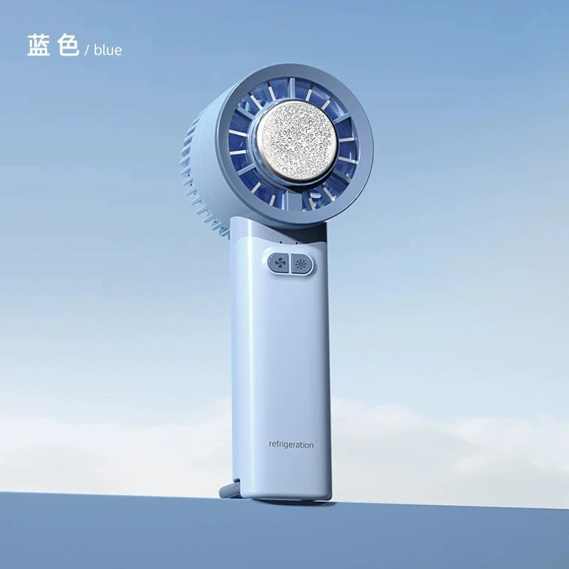 Ventilador Portátil De Alta Velocidad (azul) Con Refrigeración Por Semiconductores, 3000 Mah, Usb, Recargable.