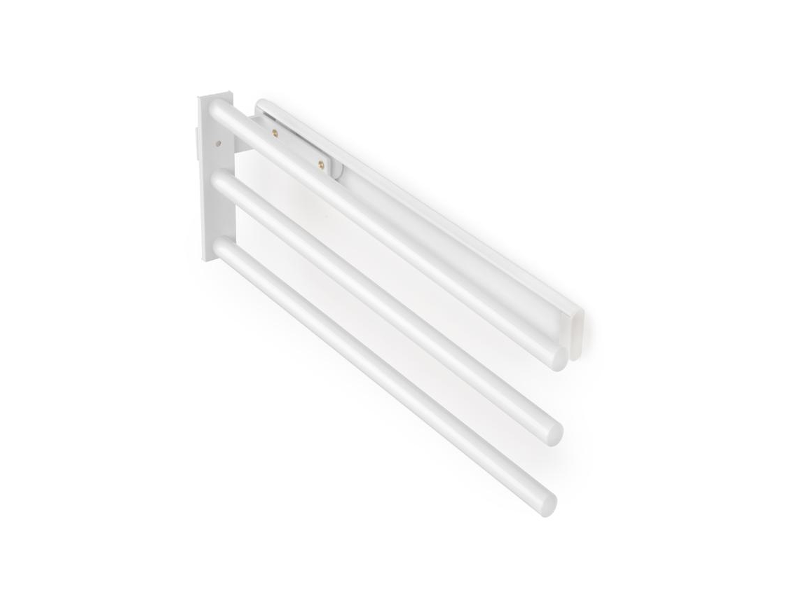 EMUCA Toallero Extensible - 3 Brazos - Aluminio - Pintado Blanco