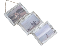 Marco Fotos Triple Pared Mdf Blanco 7 Pulgadas Cuerda Colgar Decorativo Rústico Collage Familiares Decoración