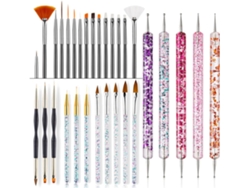 Juego De 31 Pinceles Para Decoración De Uñas, Herramientas Para Puntos, Pincel Para Polvo De Uñas, Líneas Rayadas