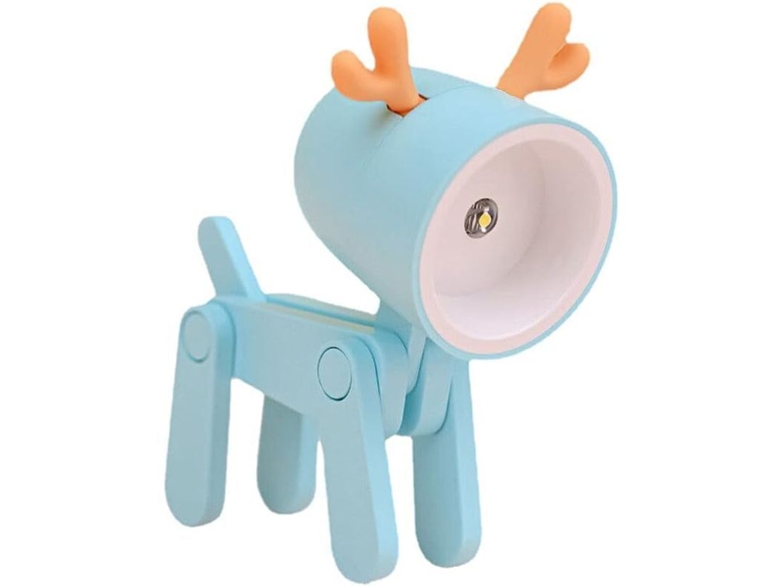 Lámpara De Escritorio Led Mini Animalitos Con Soporte De Teléfono Azul Ciervo Protector De Ojos