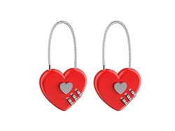 2 Candados Corazón De Cable Con Código De 3 Dígitos - Rojo