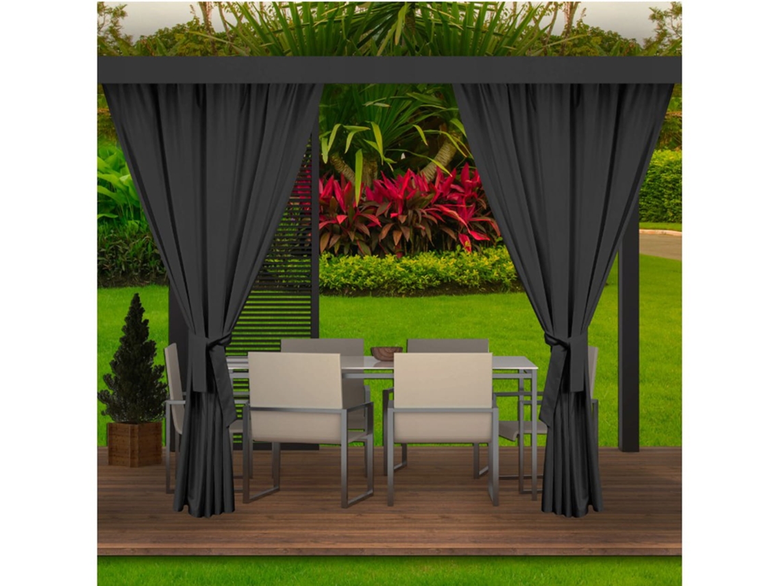 Cortinas Exterior 2x 155x200cm Cortina Pérgola Impermeable Negra Cortina exterior para terraza Cortina parasol para balcón