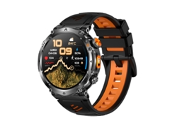 Smartwatch con llamadas Bluetooth y monitorización de frecuencia cardíaca y oxígeno en sangre MDUG (negro y naranja con pegatina)