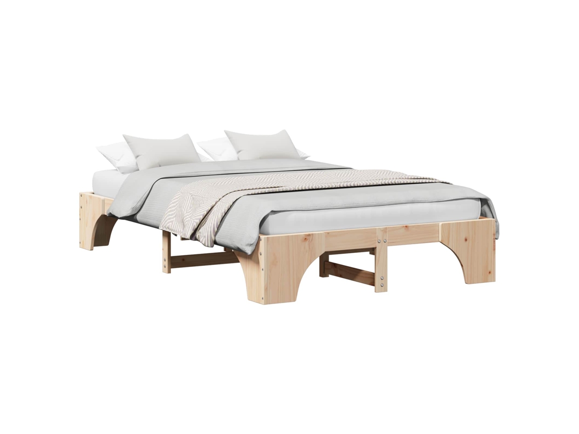 Maison Exclusive - Estructura De Cama Natural 135 X 190 Cm Madera De Pino Macizo