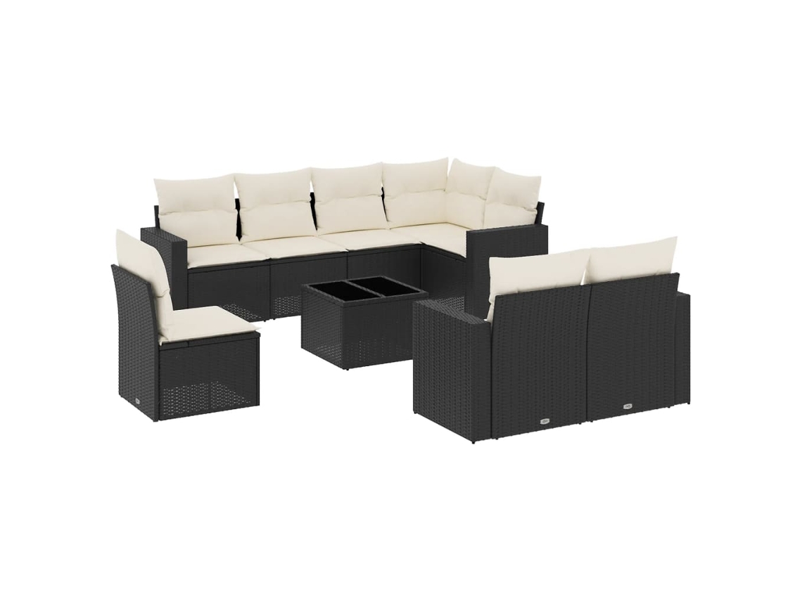 Maison Exclusive - Set De Sofás De Jardín 8 Piezas Y Cojines Ratán Sintético Negro