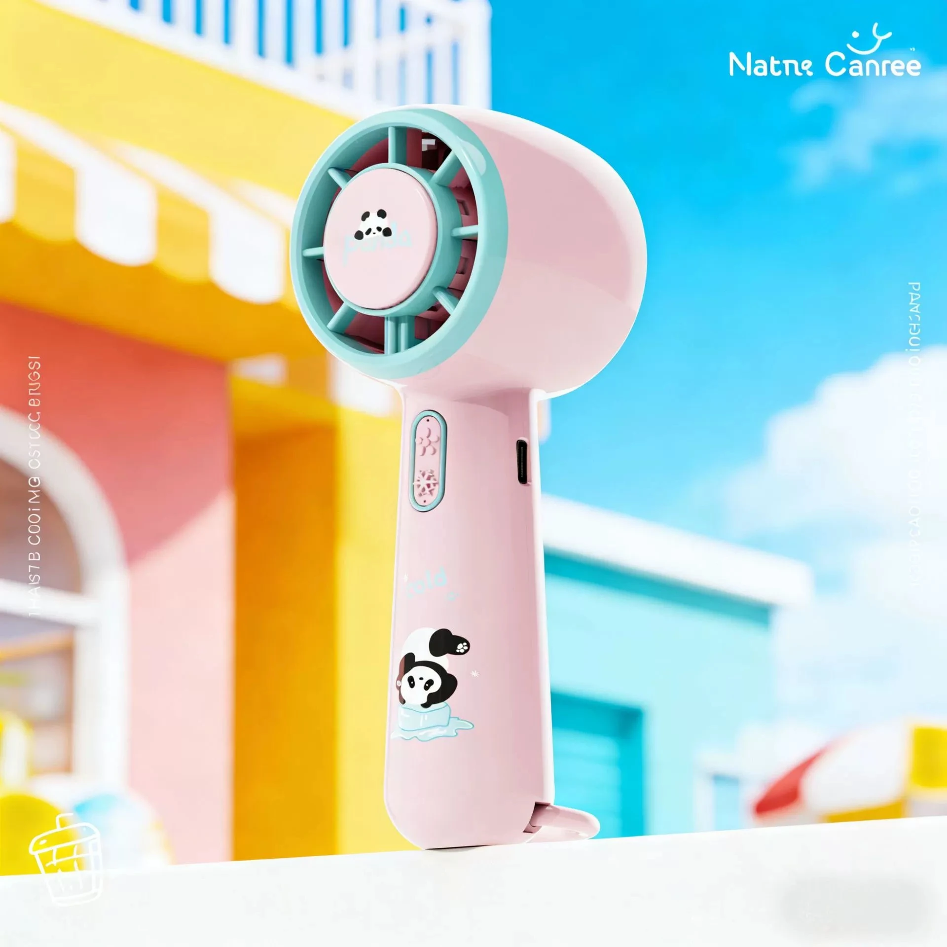 Ventilador mini para bebé MDUG con rotación de 360° y recargable.