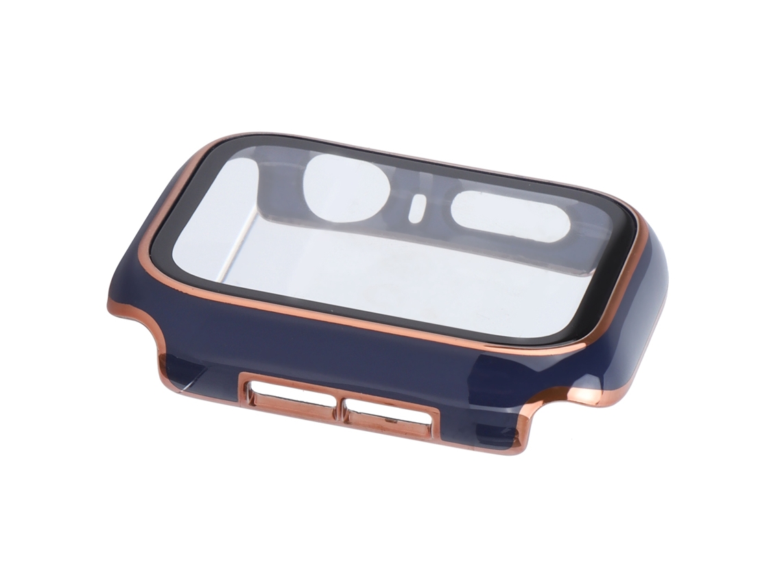 Protector De Pantalla Para Reloj Inteligente Con Cobertura Total Y Borde Azul Dorado.