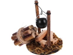 Juego de accesorios en miniatura para chimenea colgante, leña realista para casa de muñecas.
