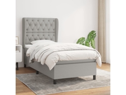 Cama Box Spring Con Colchón Tela Gris Claro 80x200 Cm