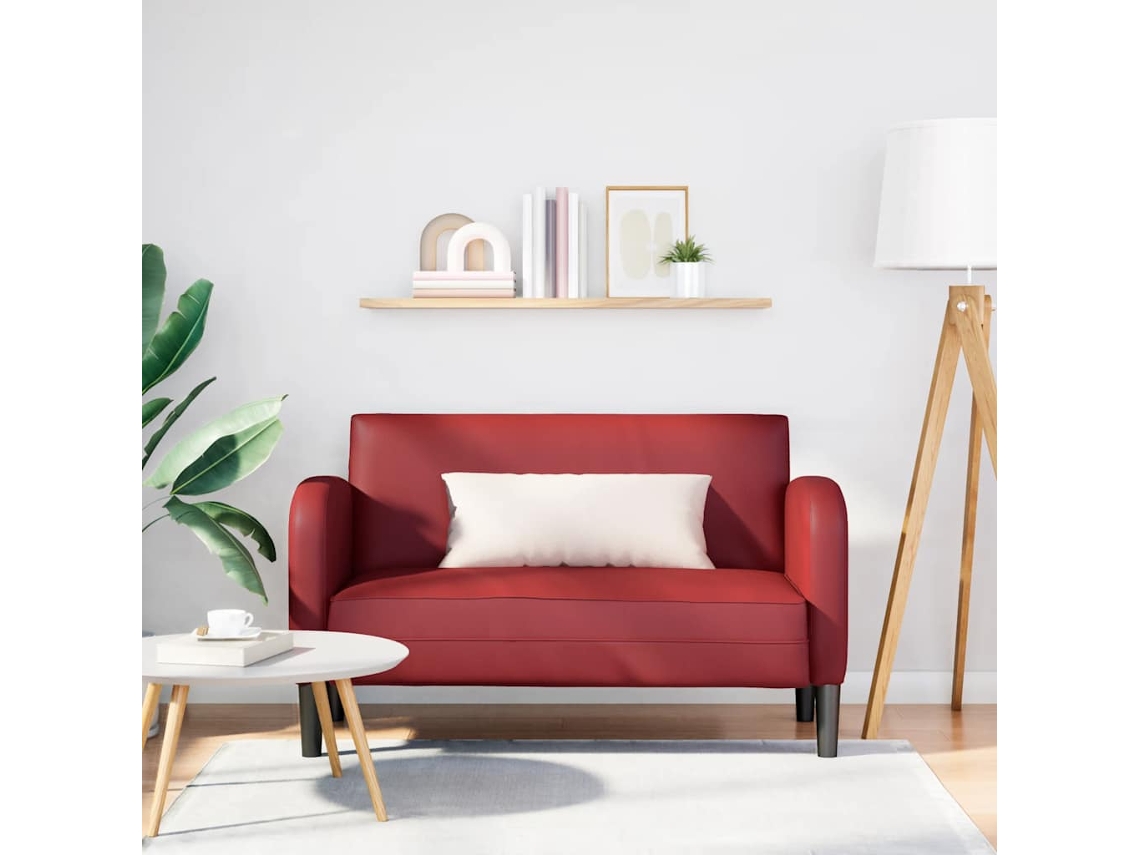Sofá De Salón | Sofá De Descanso | Sofá Loveseat Rojo Vino 110 Cm Cuero Sintética