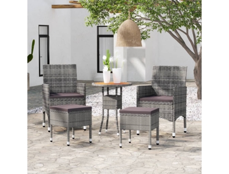Conjunto 5 de muebles de jardín de VIDAXL ratán sintético gris