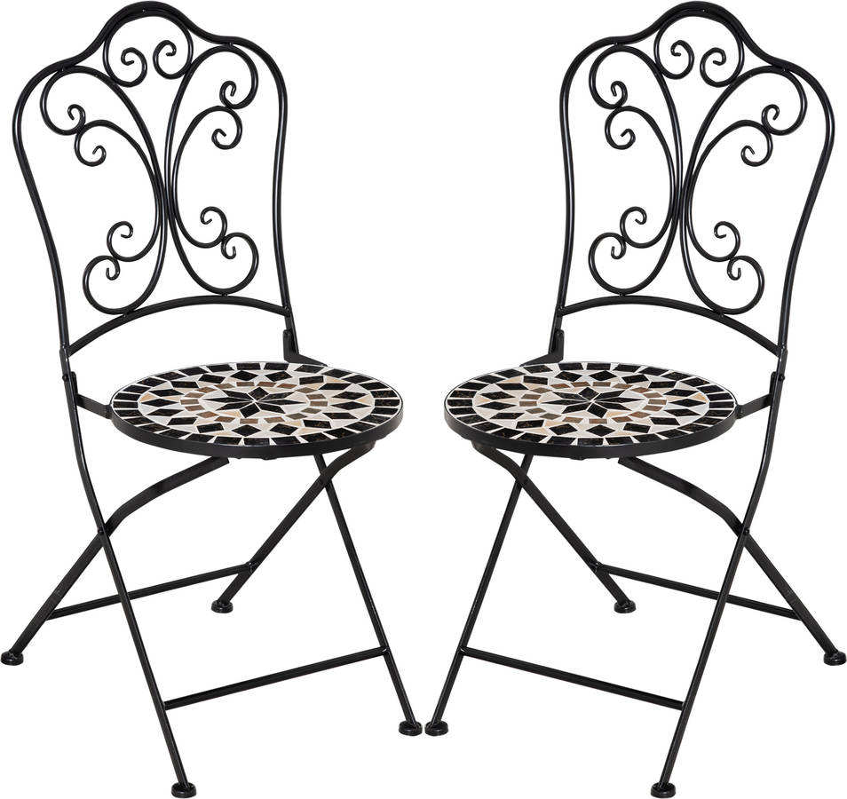 Sillas de Jardín OUTSUNNY 84b-655 (Metal - Negro - 40 x 50 x 92 cm)
