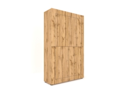 Aparador alto Elios con 4 puertas, 100x35x165 cm, Roble Natural.