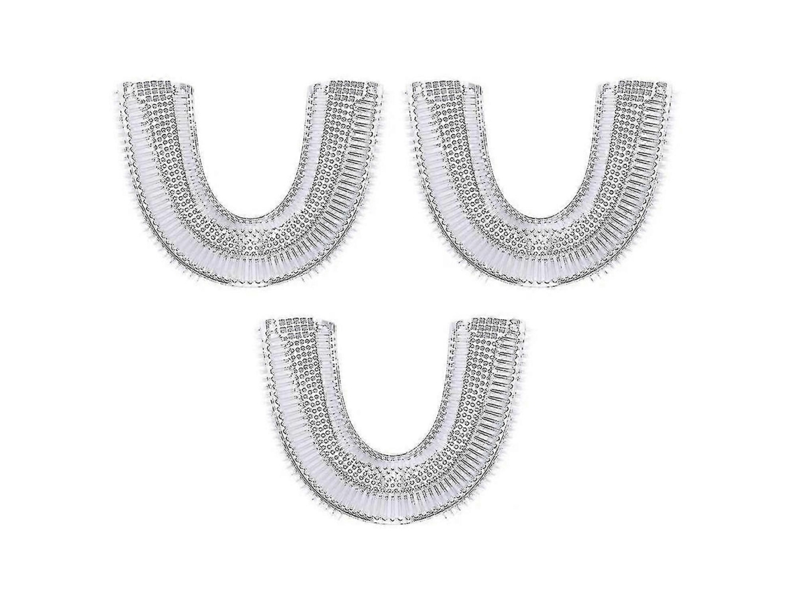Juego de 3 cabezales de cepillo de dientes en forma de U, aptos para uso alimentario, eléctricos GOKOCO (blanco)