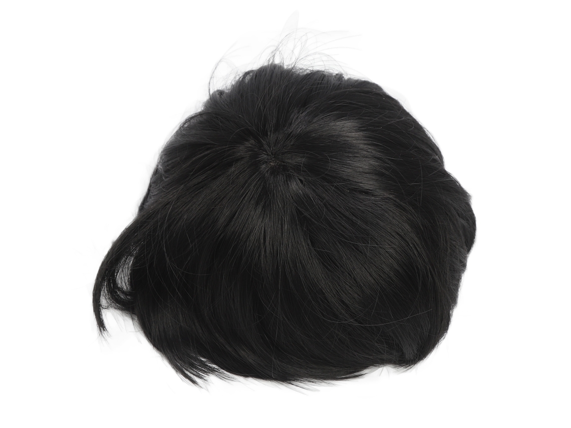 Peluca De Reemplazo Para Hombres Con Flequillo Corto Recto Negro Sin Necesidad De Recortar Secundario