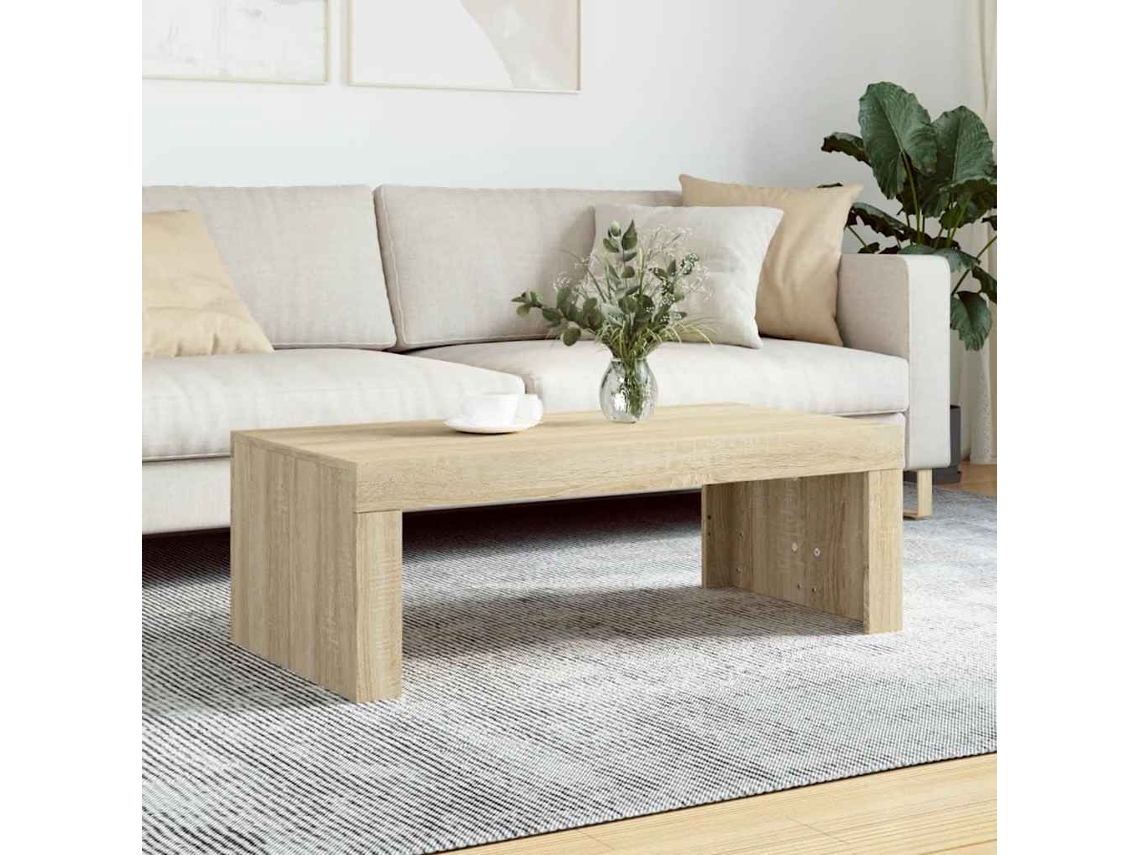 Mesa de centro HARLANV1, 102,5 x 55 x 44 cm, fabricada con derivados de madera de roble ahumado.