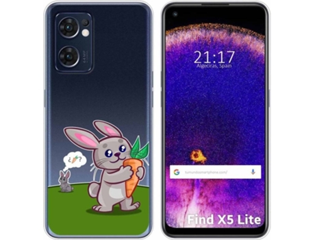 Carcasa Oppo Find X5 Lite 5G TUMUNDOSMARTPHONE Dibujos Transparente Conejo Multicolor