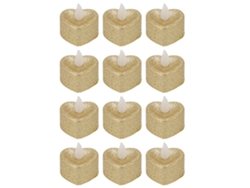 12 Lámparas Led Con Forma De Corazón Y Polvo Dorado, Ideales Como Velas Té O Accesorios Para Habitac