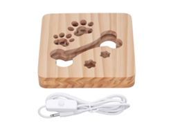 Luz nocturna 3D con huella de hueso, diseño de madera hueca, LED para dormitorio infantil