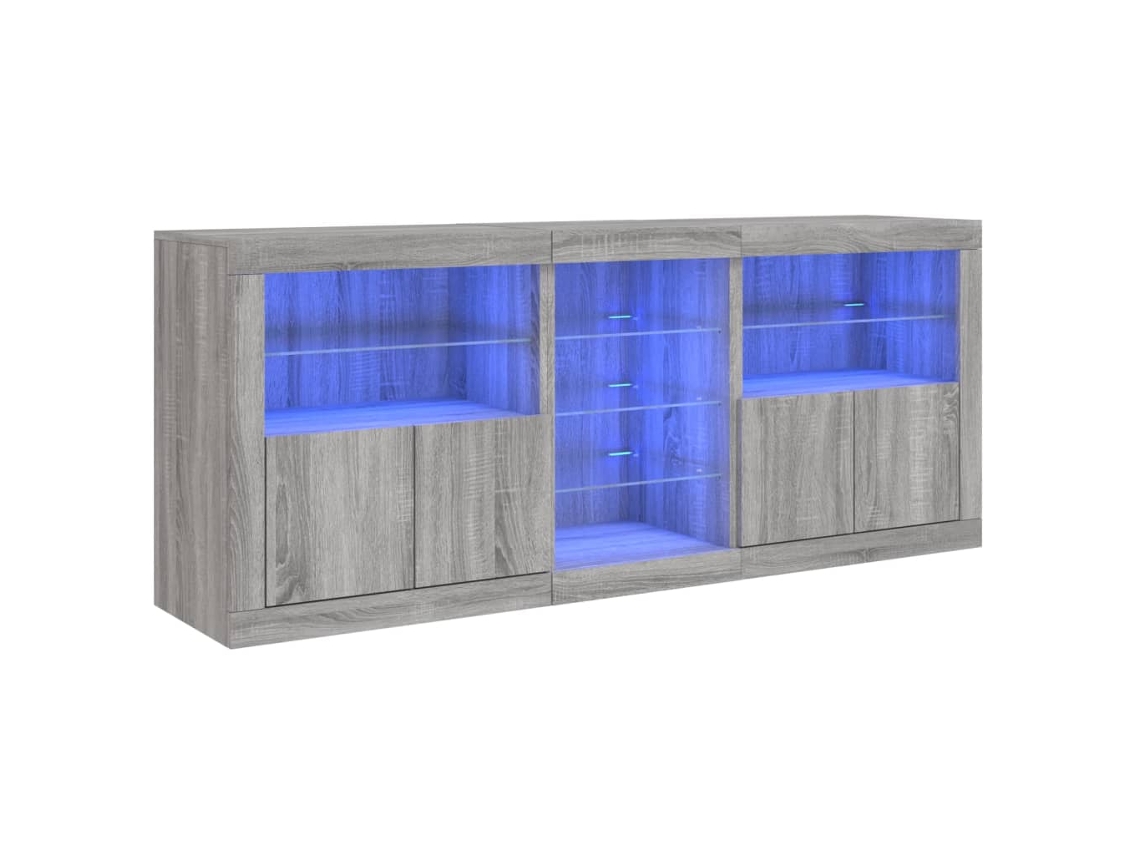 Maison Exclusive - Aparador Con Luces Led Gris Sonoma 162x37x67 Cm