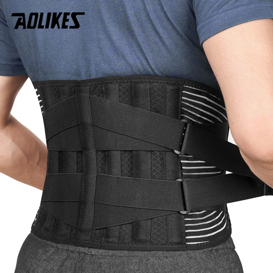 (Talla XL) Cinturón de soporte lumbar con 6 correas de sujeción, antideslizante, soporte lumbar ortopédico, transpirable para aliviar el dolor durante el ejercicio.