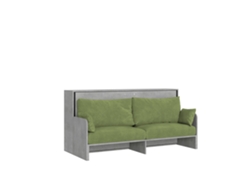 Cama Individual Abatible Kando Con Sofá Cama Y Colchón De Cemento, Color Verde