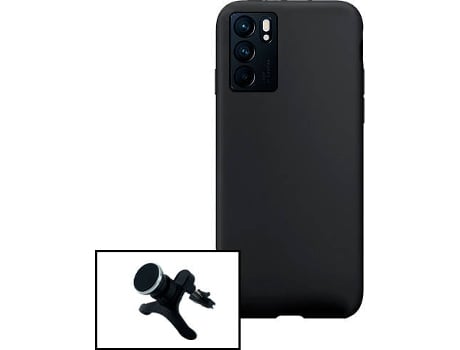 Carcasa + Soporte Magnético Reforzado Oppo Reno6 Pro 5G PHONECARE Silicona Líquida Negro