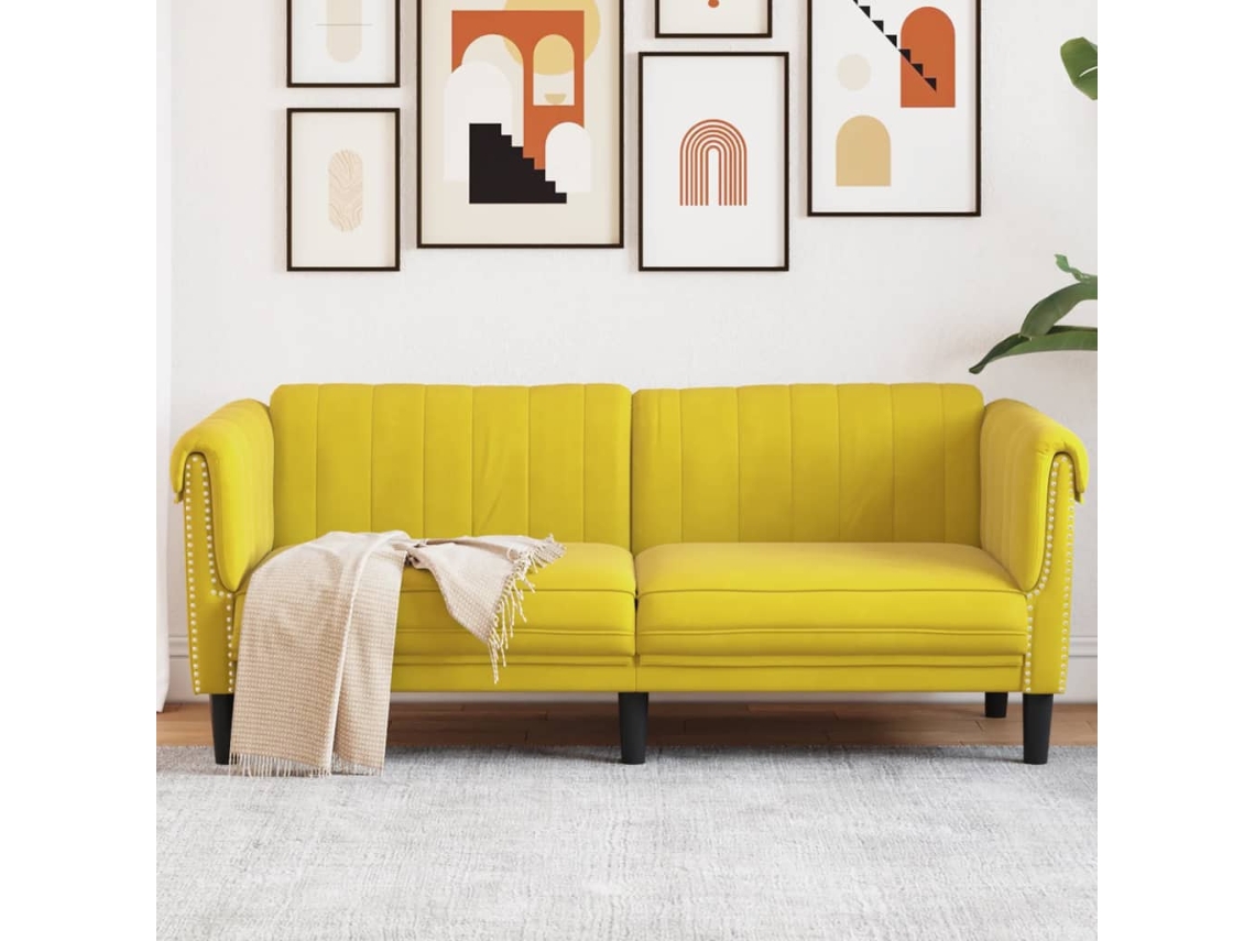 Sofá De 2 Plazas | Sofá De Salón | Sofá De Descanso Terciopelo Amarillo Wsd403407