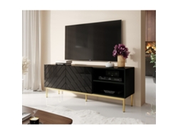 Mueble de TV CAMA MEBLE ABETORTV15ST C Negro Oro Madera MDF Aglomerado 150x60x42 cm