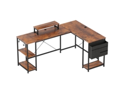 Mesa de esquina en forma de L, 168 x 120 cm, con compartimentos y bolsa para guardar objetos. Tienda BAGOLY.
